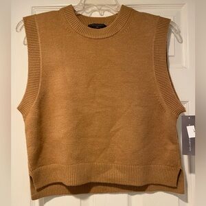 French Connection Women’s Brown Sweater Vest XL crew brown tan NEW